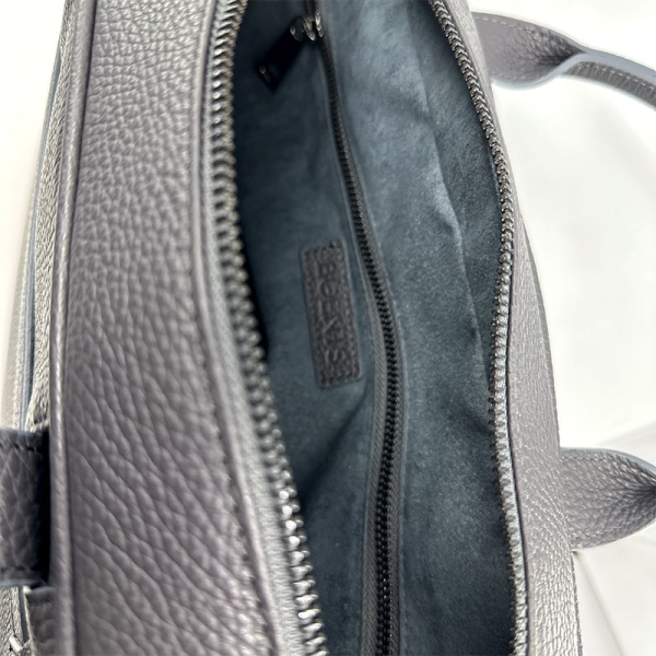 BGents Leder Business Bag grau geöffnet
